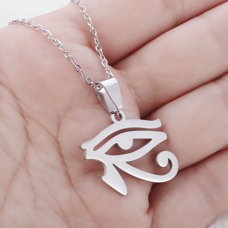 Exquisite Stainless Steel Eye of Horus Pendant Necklace Women's Fashion Patronus Amulet Jewelry