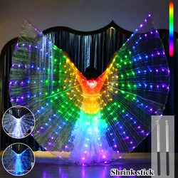 Danza del ventre LED ali di iside con bastoncini telescopici farfalla fata ala bagliore colorato Costume festa di carnevale Halloween Dress Up