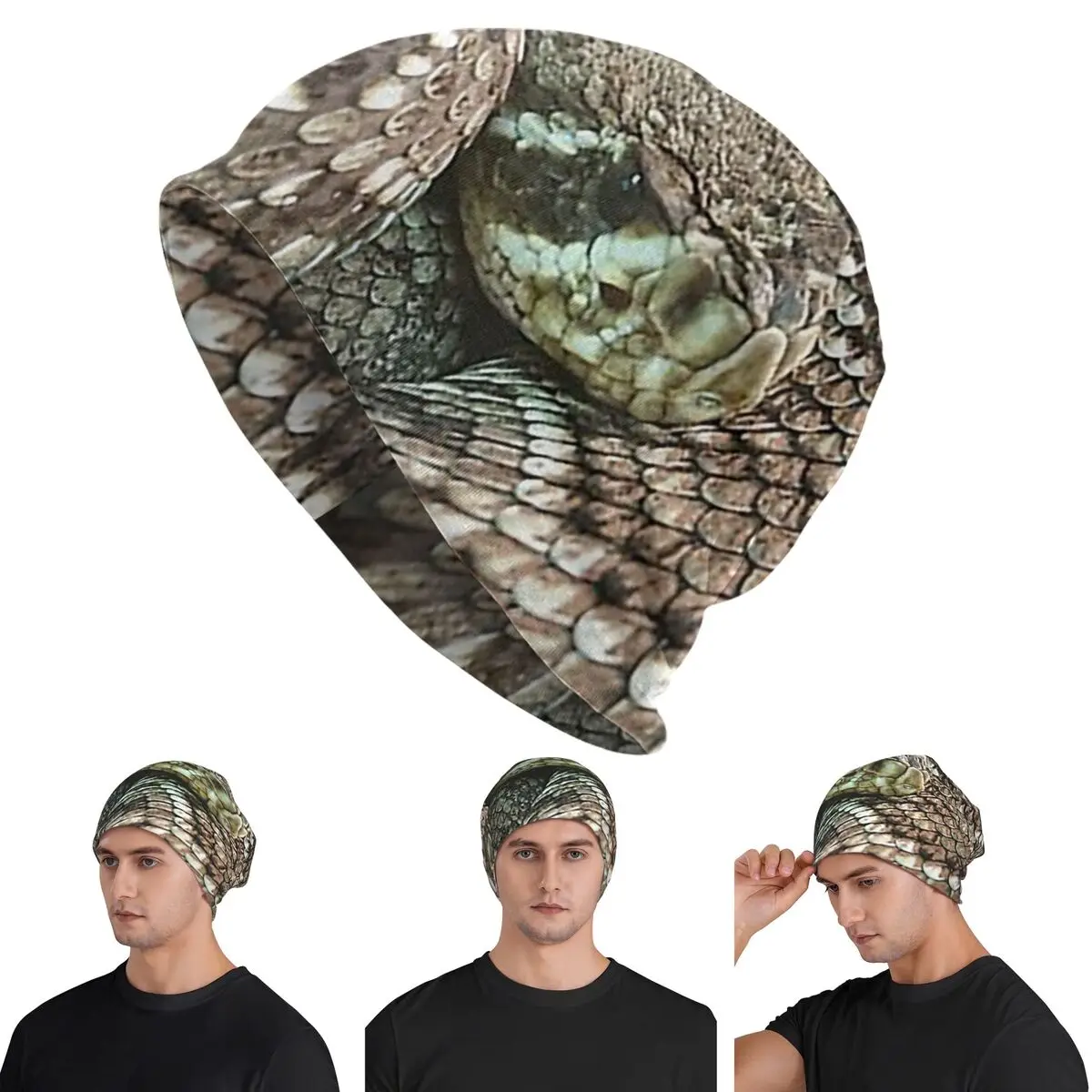 

Snake, Coiled Diamondback Rattlesnake Skullies Beanies Hats Warm Autumn Winter Outdoor Cap Knitted Bonnet Caps for Unisex Adult