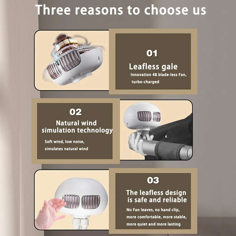 Desktop blattloser elektrischer Lüfter Handheld USB-Aufladung multifunktion aler kreativer Octopu Air Cool 3-Gang-Lüfter ohne Flügel