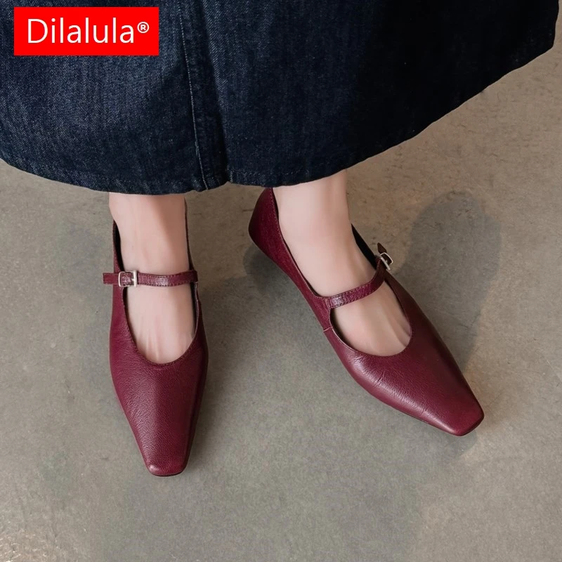 

Dilalula/2026, модная женская обувь Мэри Джейн из натуральной овчины, женская обувь для отдыха на низком каблуке с пряжкой, женские модельные туфли-лодочки