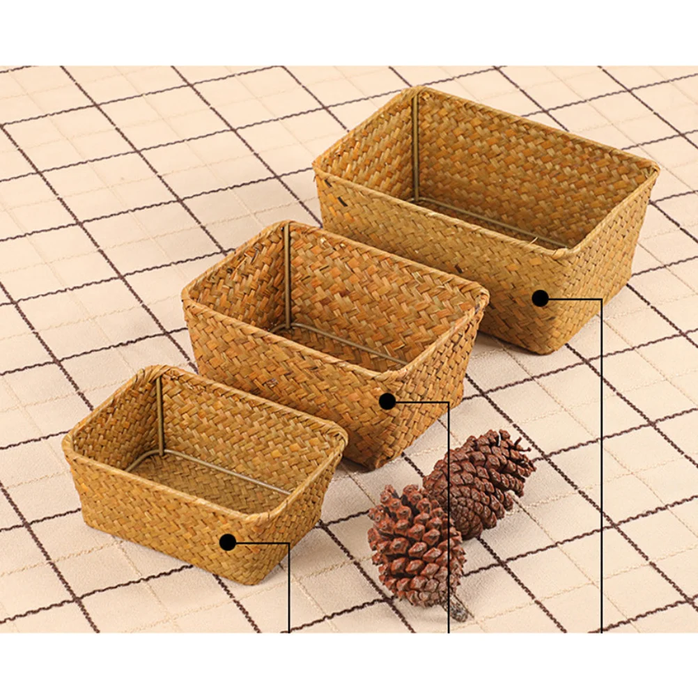 

Rattan Woven Storage Box Size L Multi-Function Tea Cake Basket Lightweight Desktop Storage Basket for Candy Snacks Dried Fruits