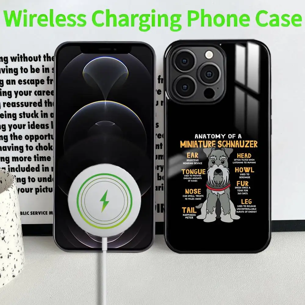 حافظة هاتف مصغرة للكلاب من Schnauzer MagSafe مغناطيسية لهاتف iPhone 16 15 14 13 12 11 Pro Plus Max شاحن لاسلكي صغير Funda #1