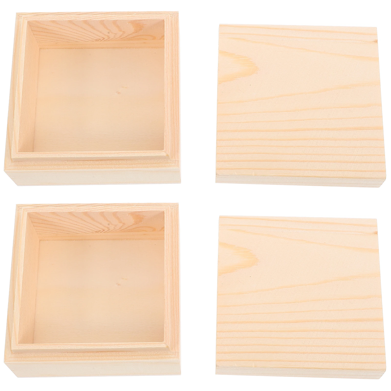 

2pcs Unfinished Wood Small Wooden Storage Case For Diy Craft Kids Painting Blank Jewelry Gift Box Wooden Treasure Box