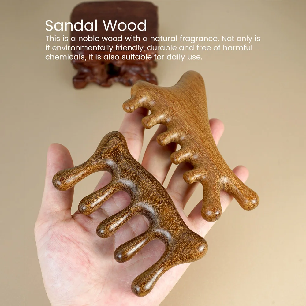 مشط تدليك فروة الرأس الخشبي، أمشاط واسعة الأسنان لفك تشابك الشعر، تدليك فروة الرأس، الاسترخاء وروتين العناية بالشعر الطبيعي