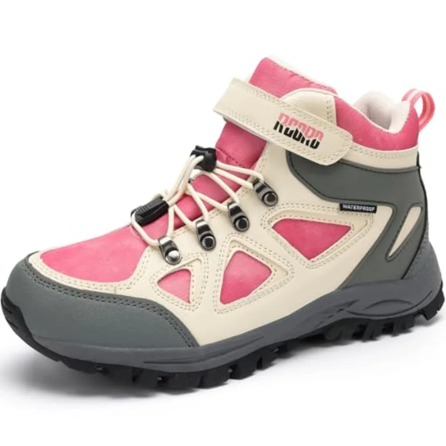 

R CORD Hiking Boots Waterproof Girls Hiking Boots Durable TPR Traction Outsole Anti-Skid Athletic Boys Hiking Boots Hook and Lo
