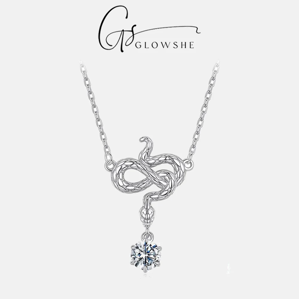 

Glowshe 100% 925 Sterling Silver Snake Zircon Pendant Necklace Dainty Hypoallergenic Jewelry For Women Daily Wear Party Gift