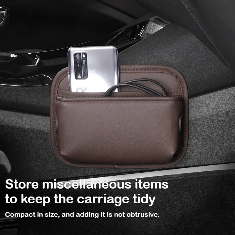 Car interior storage box, door handle leather storage hanging bag, car organizer, mobile phone holder box