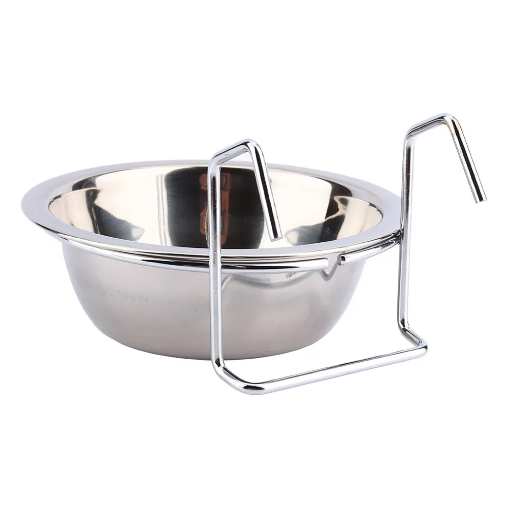 Rust Proof Stainless Steel Dog Bowl Anti Tip Thickened Body Crate Bowl Hanging Type Fixed Mount Pet Bowl Cage Feeding