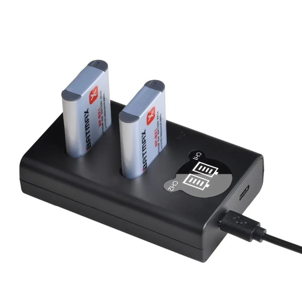 Batmax NP-BX1 1860mAh Battery+LED Dual Charger for Sony ZV-1 DSC-RX100 M7 DSC-WX500 HX300 WX300 HDR AS100v AS200V AS15 AS30V