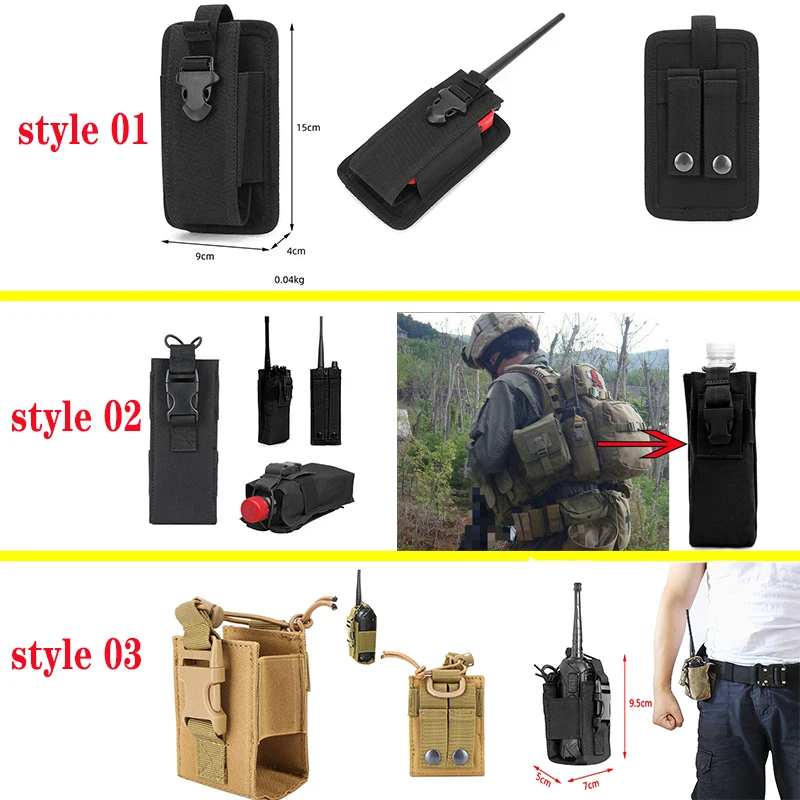 Tactical Molle Radio Walkie Talkie Pouch Waist Bag Holder Pocket Portable Interphone Holster Carry Bag Hunting Camping