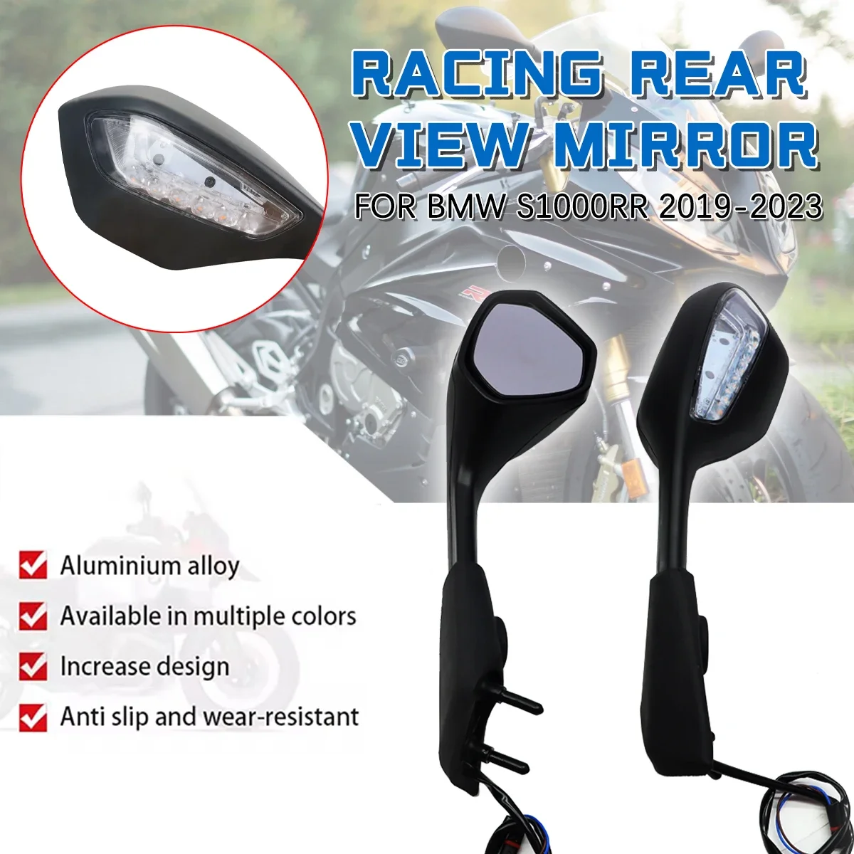 For BMW S1000RR 19 20 21 22 23 BMWS 1000RR BMWS1000 RR 19-23 Original 6MM Motorcycle Mirrors Racing Sport Bike Rear View Mirror