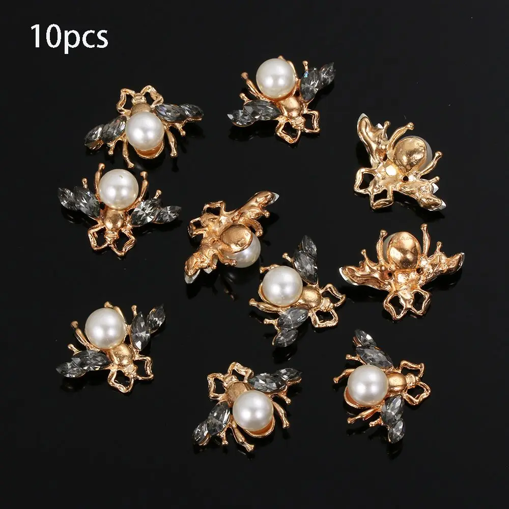 

10pcs/set Crafts Tool Garment Decorative Scrapbooking Bow Accessories Flower sewing button pearls Bee Rhinestone
