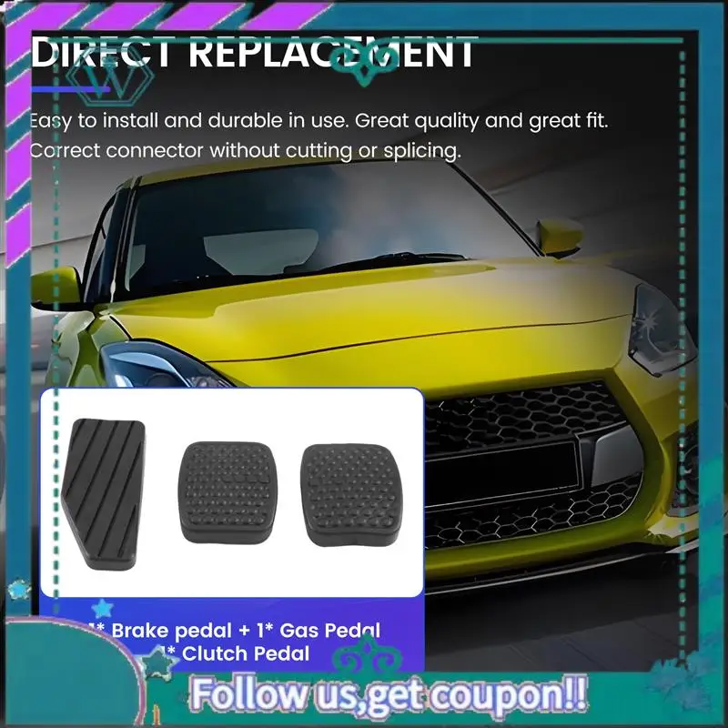 AA92-3PCS Car Accelerator Clutch Brake Pedal Rubber Pad Pedal Cover Kit For Suzuki Swift 49451-60B00