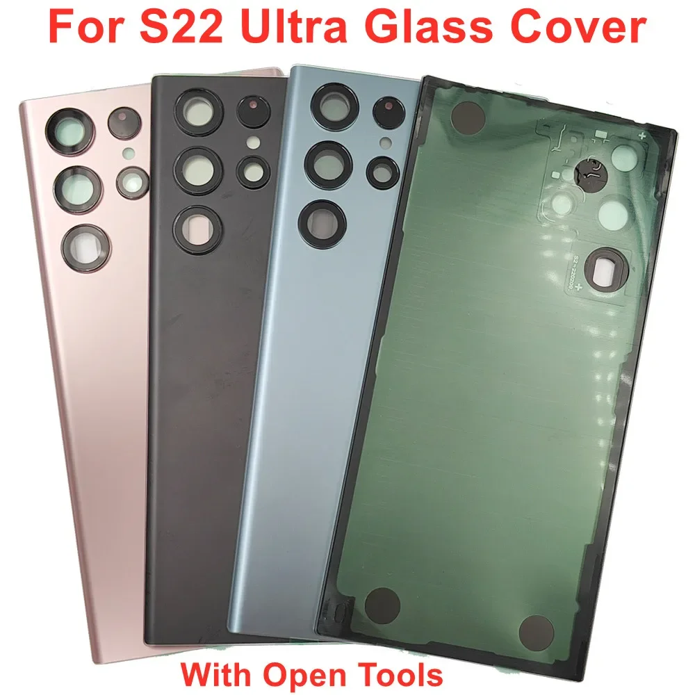 

100% A+++ Glass Back Door Lid For Samsung Galaxy S22 Ultra Battery Cover Rear Housing Case With Camera Lens Adhesive Tools LOGO