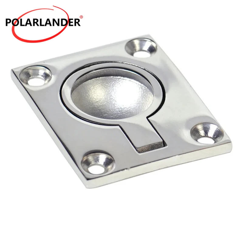 316 Stainless Steel Flush Ring Pull Handle 48x38mm Boat Hatch Locker Cabinet Hardware Marine Grade Silver