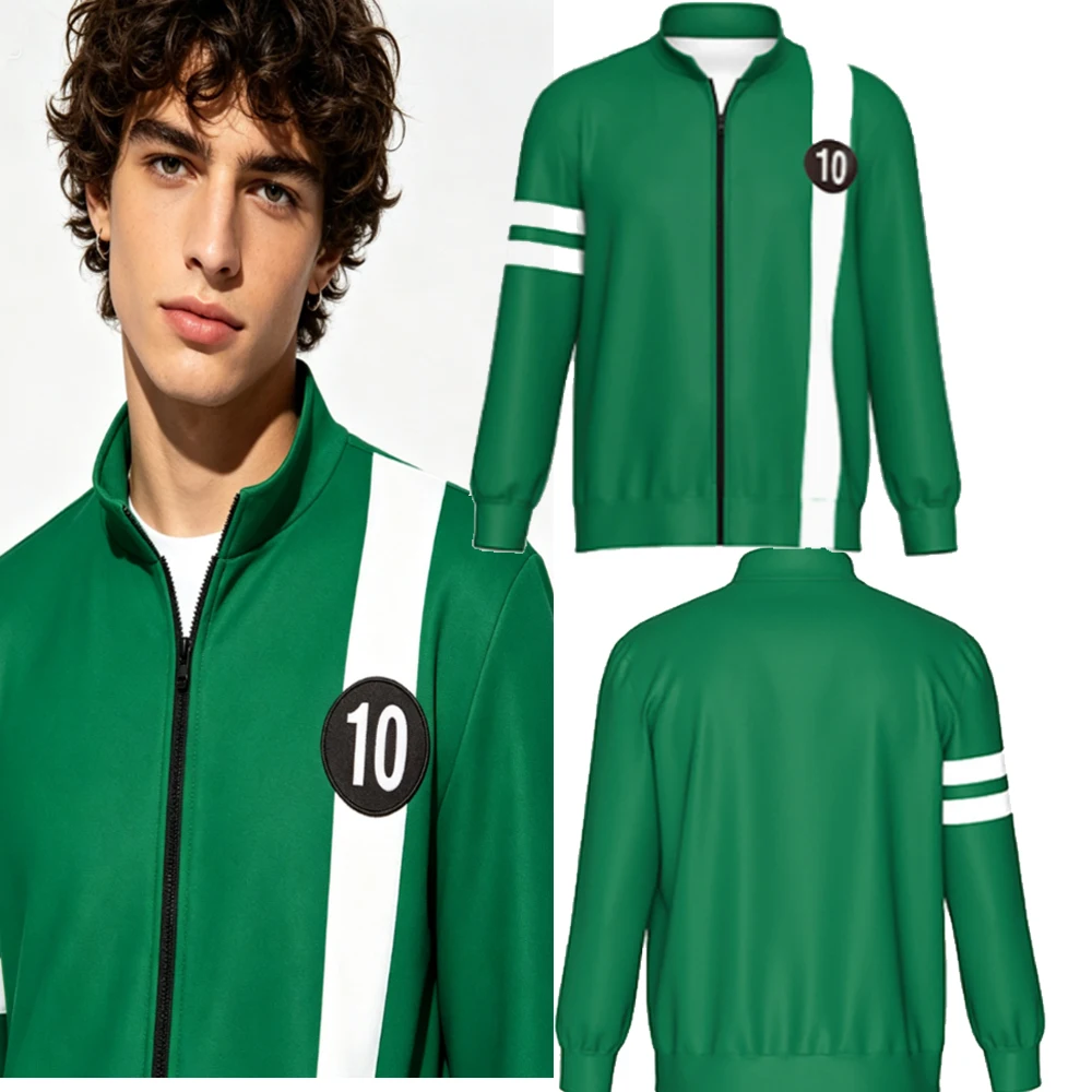 Sudadera con capucha y cremallera unisex para adolescentes, estilo informal, de cosplay de Ben 10 Alien Force Ben Tennyson, uniformes casuales, trajes de Halloween