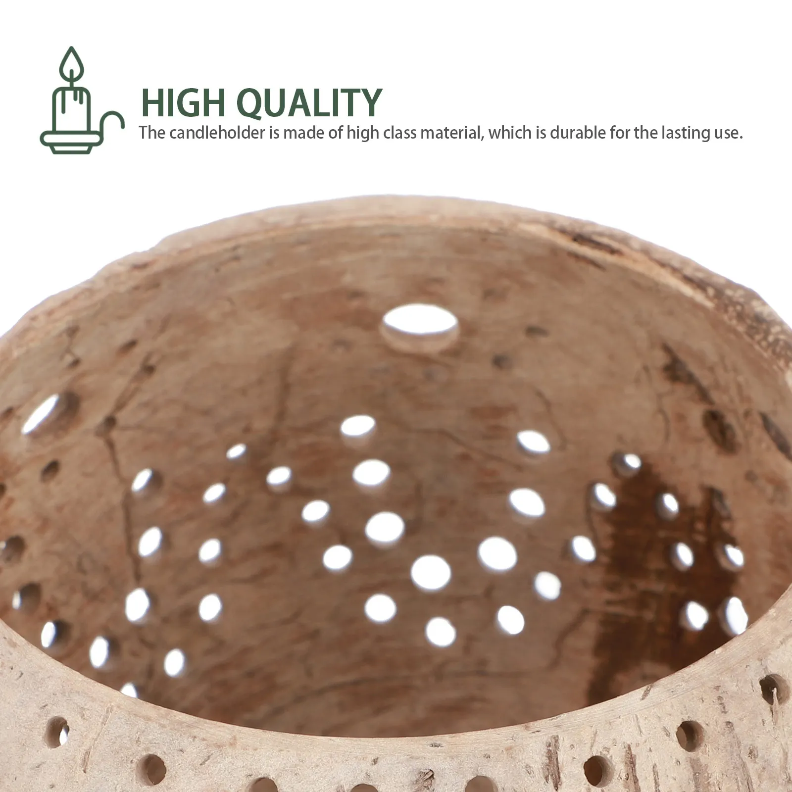 

1pc Hollow Out Candleholder Decorative Coconut Shell Made Desktop Decor Stand For Home Wedding Banquet Household Hotel Villa