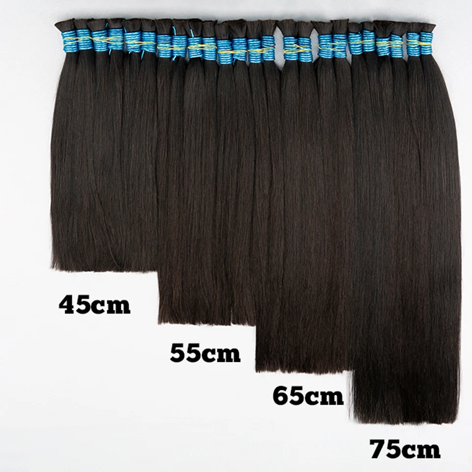 Cabello humano real virgen 100%, lote de buena calidad natural, 10A para tejer y trenzar, sin procesar, sin trama, 1B lacio 5