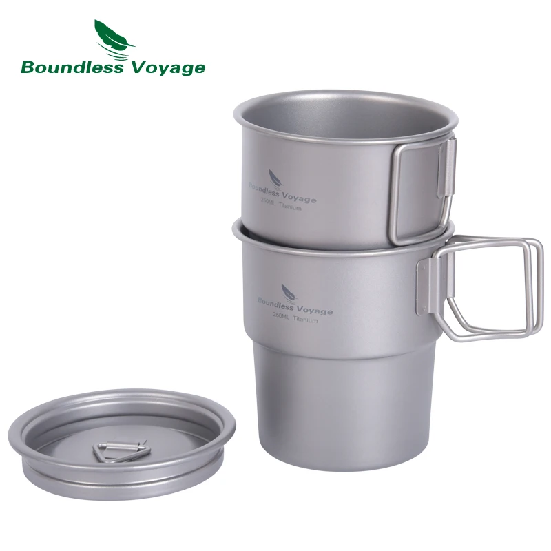 Boundless Voyage tytanowy kubek do kawy europejski kubek do układania w stos 250ml butelka na wodę do użytku na zewnątrz Ti3050D/Ti3051D
