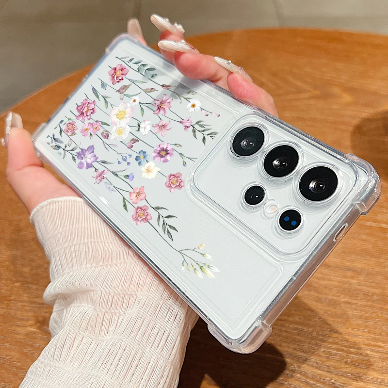 Kleine Blume Klar Fall Für Samsung Galaxy S25 S24 S23 S22 Ultra Plus S24 S21 FE A16 A55 A54 A15 A56 A36 A14 5G TPU Telefon Abdeckung