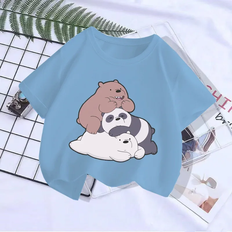 2024 Women T-shirt Kawaii Little Bear Print Short Sleeve leisure T Shirt Summer Anime Cartoon children T Shirt