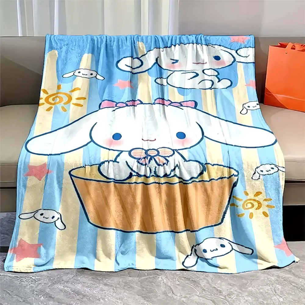 Japanese Sanrio Anime Cinnamoroll Soft Fluffy Blanket Kawaii Flannel Soft Warm Throw Blanket Bedding Sofa Cover for Girls Gift