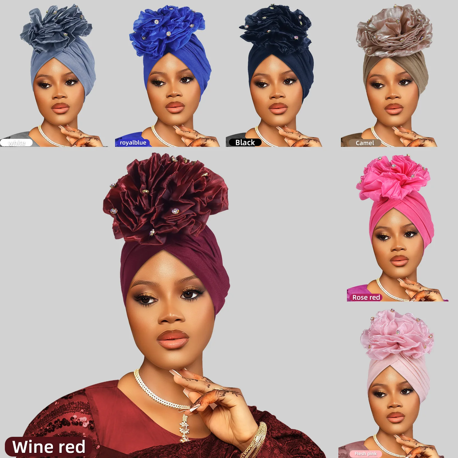 الأفريقية السيارات Gele Headties مسلم عمامة الحجاب للنساء مطوي بونيه قبعة هندية نيجيريا رئيس التفاف قبعة الزفاف Geles وشاح #1