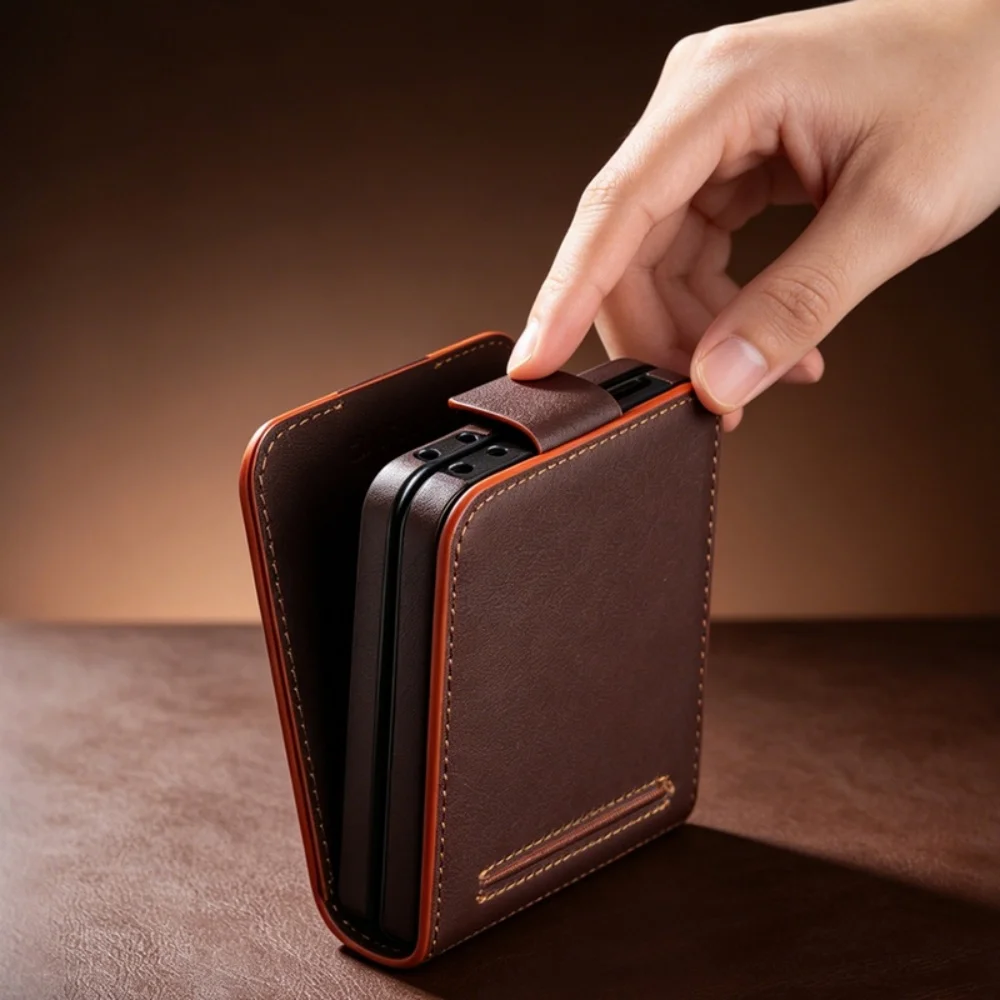 For Samsung Galaxy Z Flip8 Flip 8 NAPPA Genuine Leather Flip Case Business Premium Cowhide Card Slot Wallet Cover For Flip8