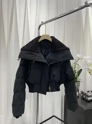 Winter Warm Big Lapel Parka Short Cotton Jacket Casual Women's Padded Coat Fashion Female's Loose Long Sleeve Wadded Jackets