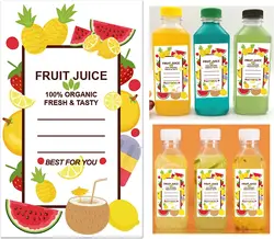 Fruit Juice Bottle Sticker Juice Beverage Bottle Label 1.5 x 2.5 inch Drink Container Decal 200Pcs