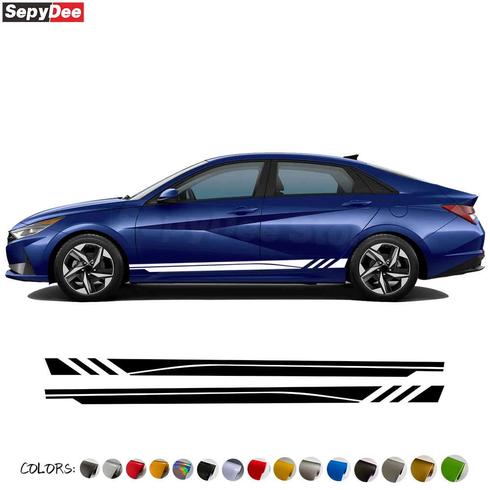 

2 Pcs Door Side Stripes Stickers Carbon Fiber Vinyl Graphic Decal For Hyundai Elantra Avante N Line SE SEL 2021-2023 Accessories