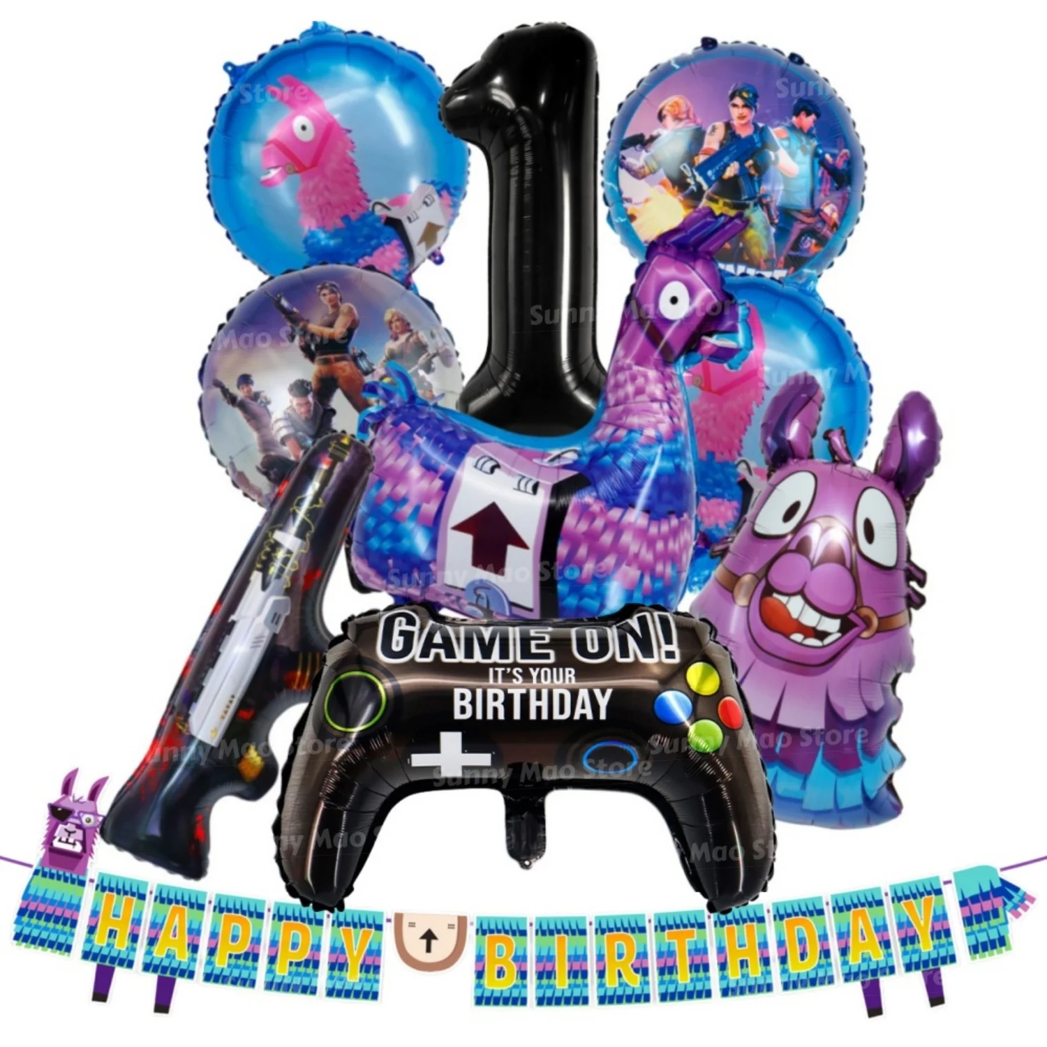Fortnite Shooting Game Theme Birthday Balloon Decoration Set  32" Number Air Foil Ballons Kids Party Supplies Gift Favor Decor view 3