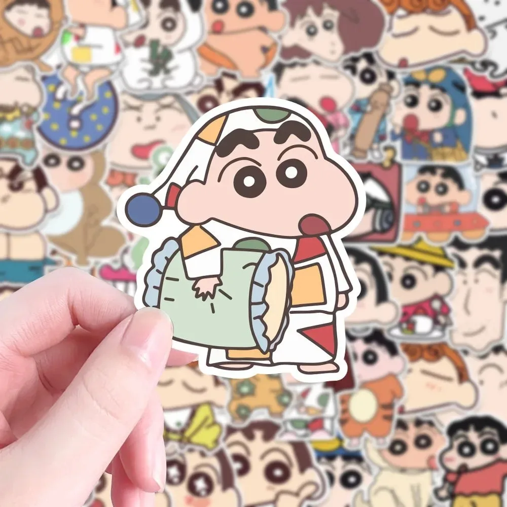 100pcs Cute Crayon Shin-chan Anime Stickers Cartoon Mobile Phone Cup Decoration Stickers Waterproof Stickers Decoration