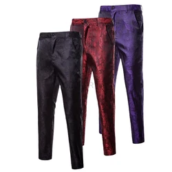 Mens Vintage Medieval Steampunk Victorian Pants Cosplay Costume Trousers Floral Paisley Stage Performance Gothic Pants Man Suit