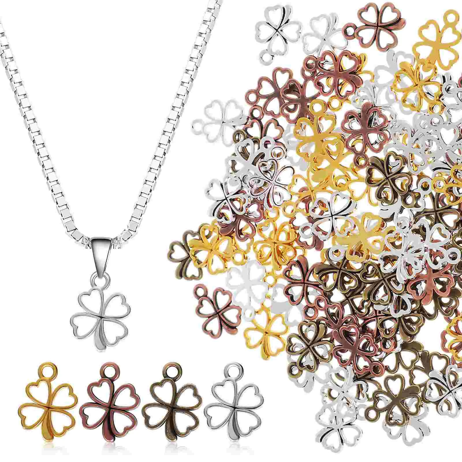 

100 Pcs Four Leaf Pendant Lucky Charm Charms Decorations St Patrick's Day Pendants Dangle