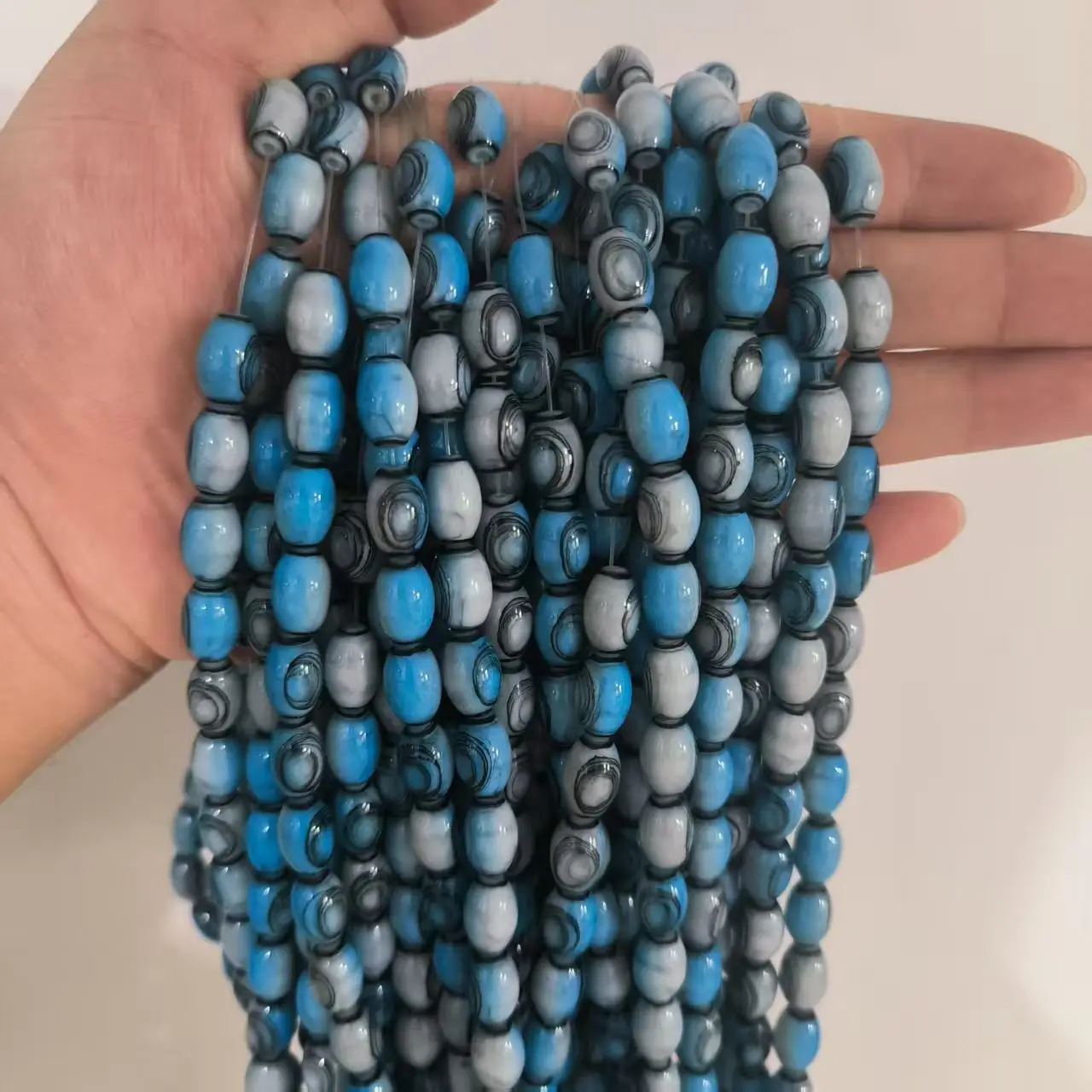 30pcs 8x12mm Nepal Style Glass Beads Oval Rice Shape Beads for Jewelry Making Bracelet Necklace Handmade Loose DIY Accessories