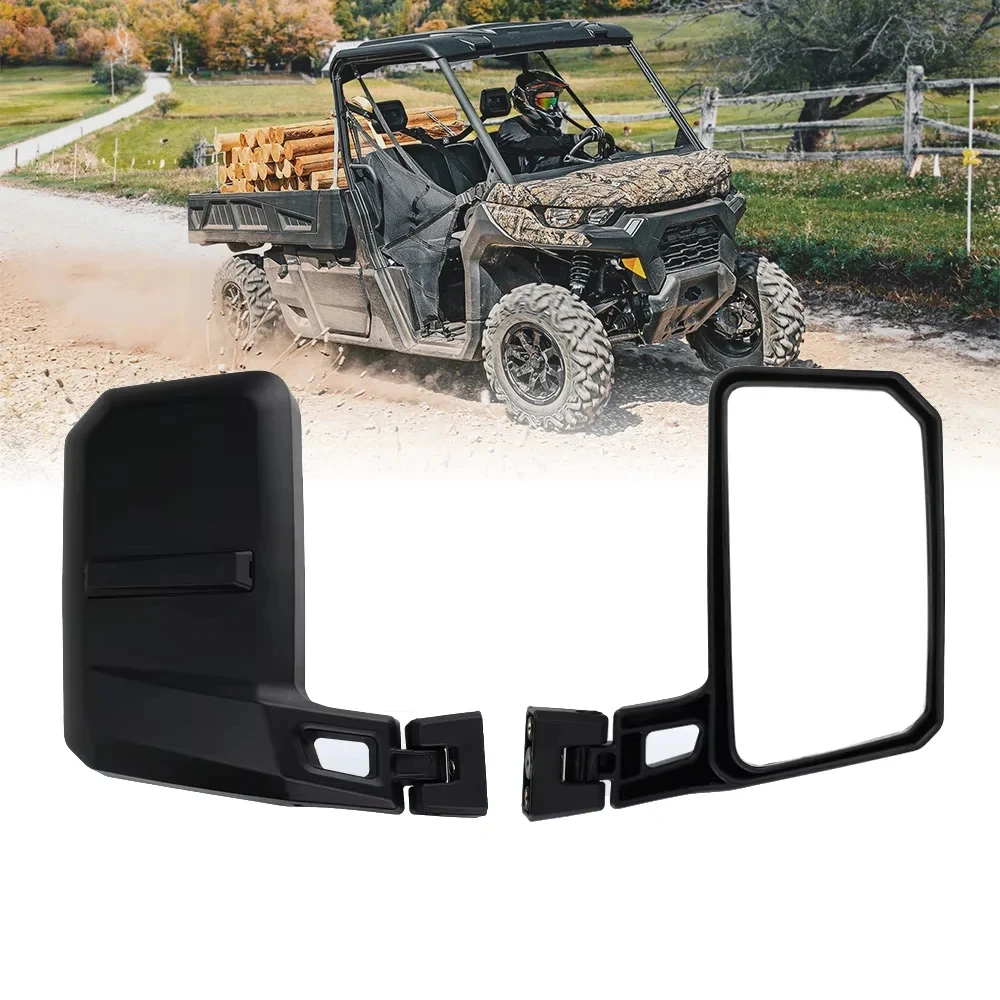 Wide Rear Rearview Side Mirrors for Can Am Defender HD5 HD7 HD8 HD9 HD10 HD11 2016-2026 715008100 Adjustable Angles Foldable