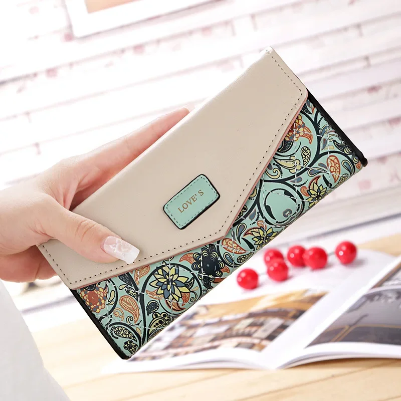 Women Long Wallet Pu Leather Card Holder Large Capacity Hasp Zipper Coin Purse Multi Card Organizer Cell Phone Wristlet Handbag