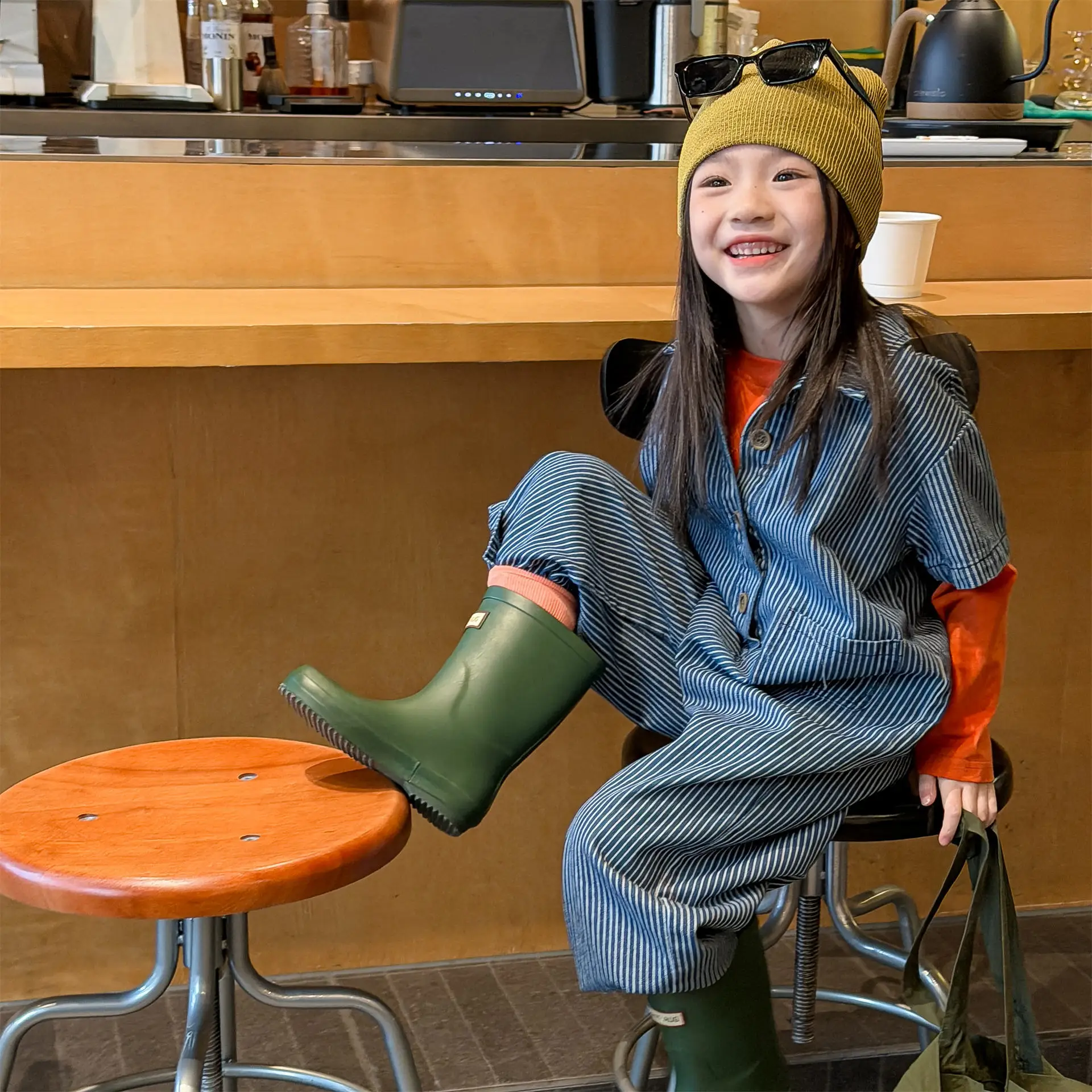 

2026 Spring New Children Striped Overalls Girls Loose Denim Strap Trousers Fashion Boys Camouflage Jumpsuit Kids Casual Clothes