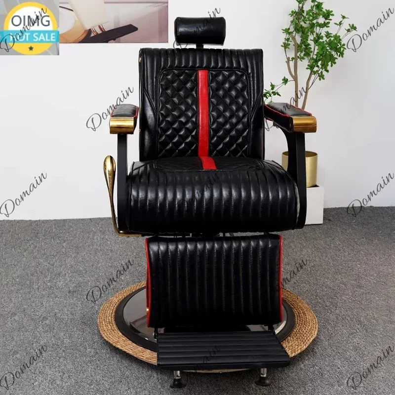YUH Sturdy Hydraulic Barber Chair Soft Upholstered Salon Chair Hair Care Studio Beauty Height Adjustable Salon De Coiffure Furni