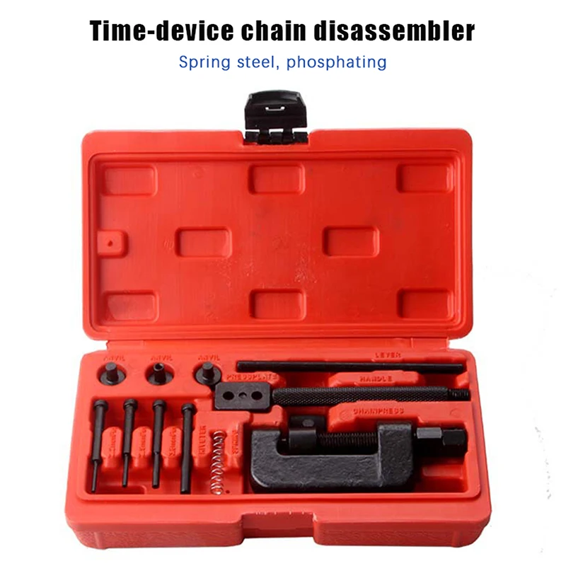 

13PC Chain Repair Tool Kit for Motorcycle & Bicycle - Heavy Duty Chain Breaker and Riveting Set