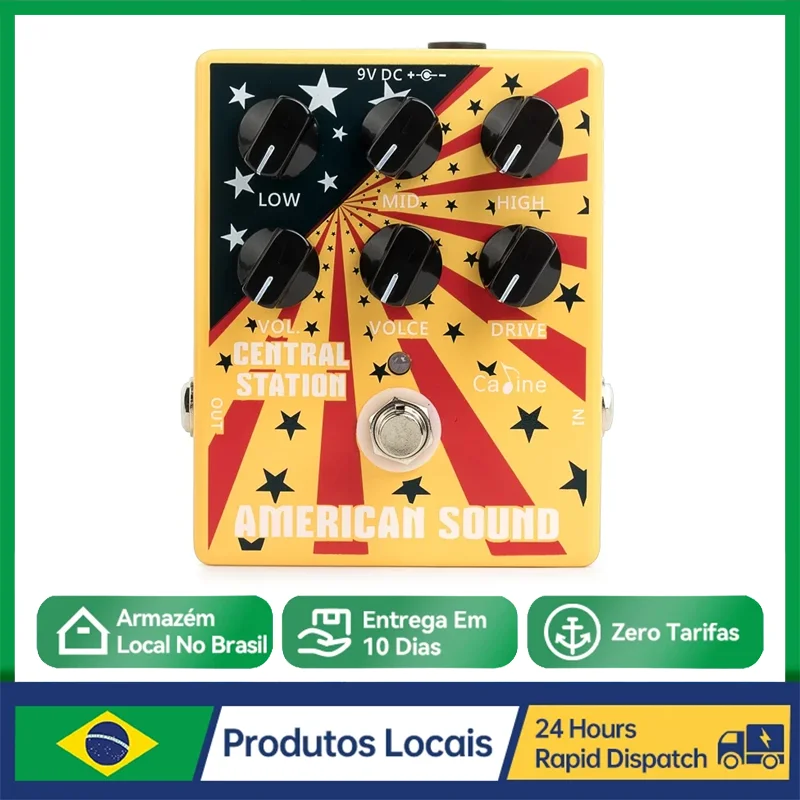 Pedal de efeito para guitarra Caline CP-55 American Sound Overdrive, simulação de amplificador 57 Deluxe AMP Pedal de efeito