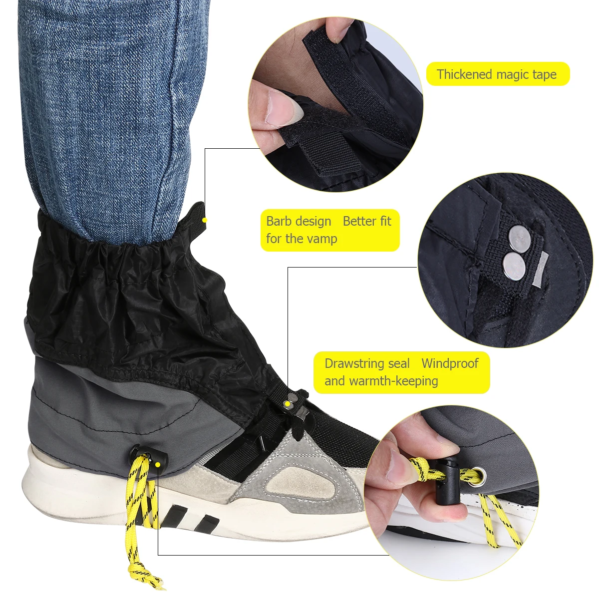 

Protective Waterproof and Sandproof Foot Cover Adjustable Boot Gaiters Hiking Ankle Men Shoe