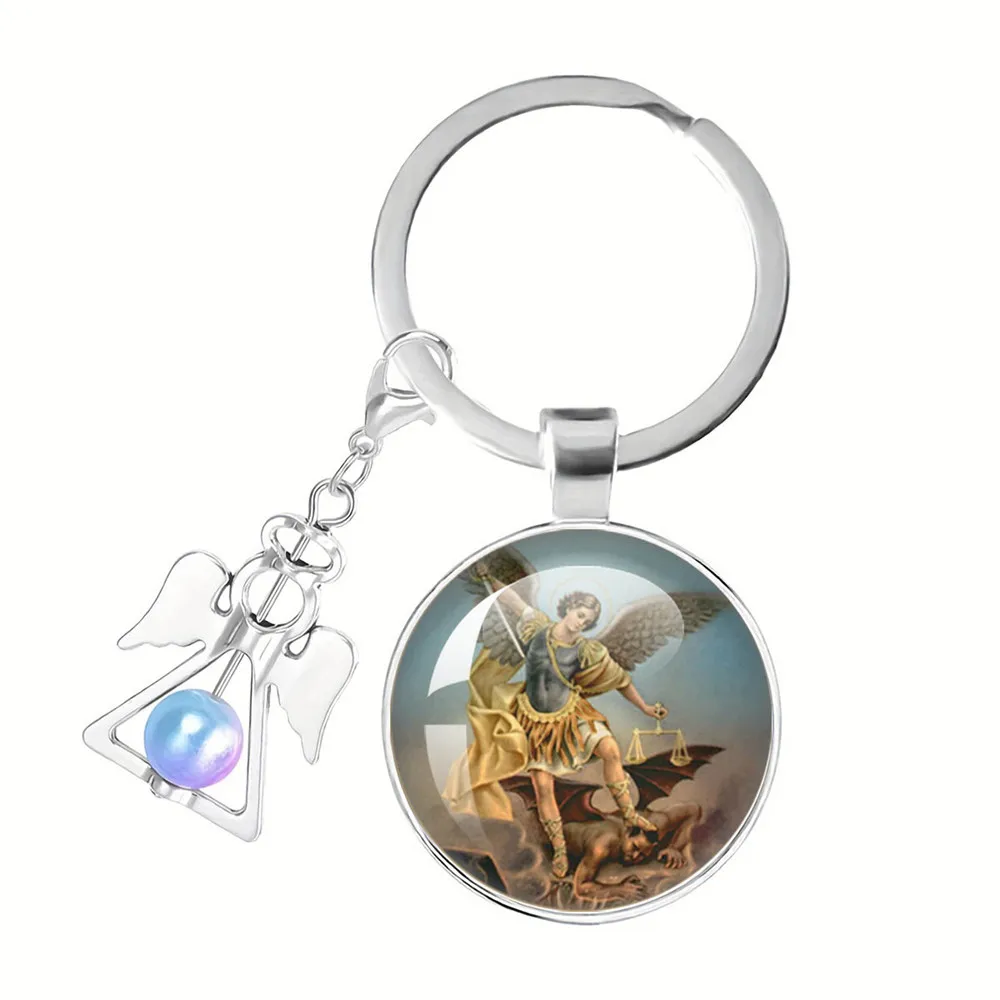 Archangel St.Michael Protect Me Saint Shield Protection Charm Russian Orhodox Guardian Angel Ornamental Keychain Jewelry Gift