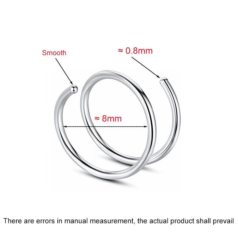 Imagem -02 - Double Nose Hoop Anéis Body Clips Anéis Conjunto para Mulheres e Homens Boca e Orelha Piercing Jóias Cor Mista Tamanho 0.8 mm Aço Inoxidável