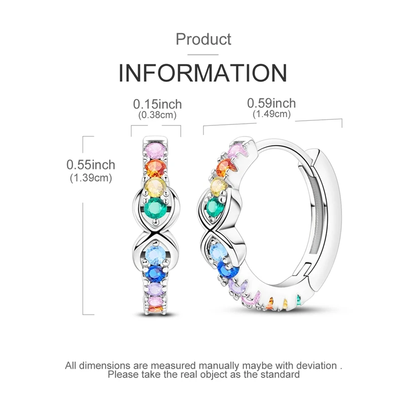 925 فضة أقراط النساء تألق لانهائي اللون زركونيا هوب القرط لهدايا مجوهرات الزفاف الذكرى #4