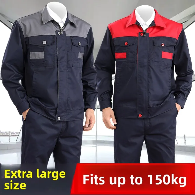 

plus Size Workwear Jacket Top Pants Work Trousers Wear Resistant Long Sleeve Men Labor Protection Spring Autumn Construction ...
