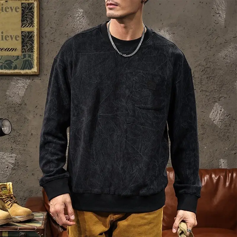 Men's Sweatshirt Casual Loose Round Neck Printed Long Sleeve Hoodies T-Shirt