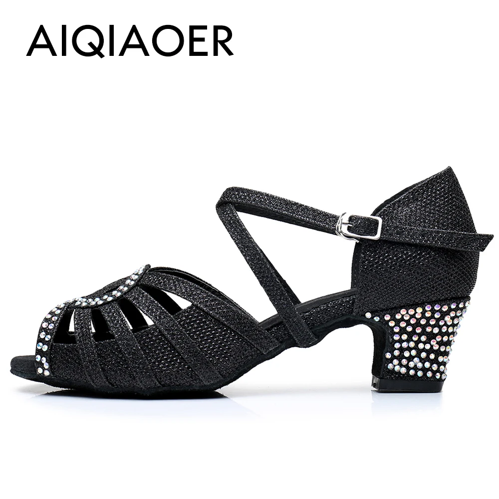 Rhinestone Latin dance shoes tango dance hall dance shoes lady high heels soft soles lady fishlips sandals lady wedding shoes